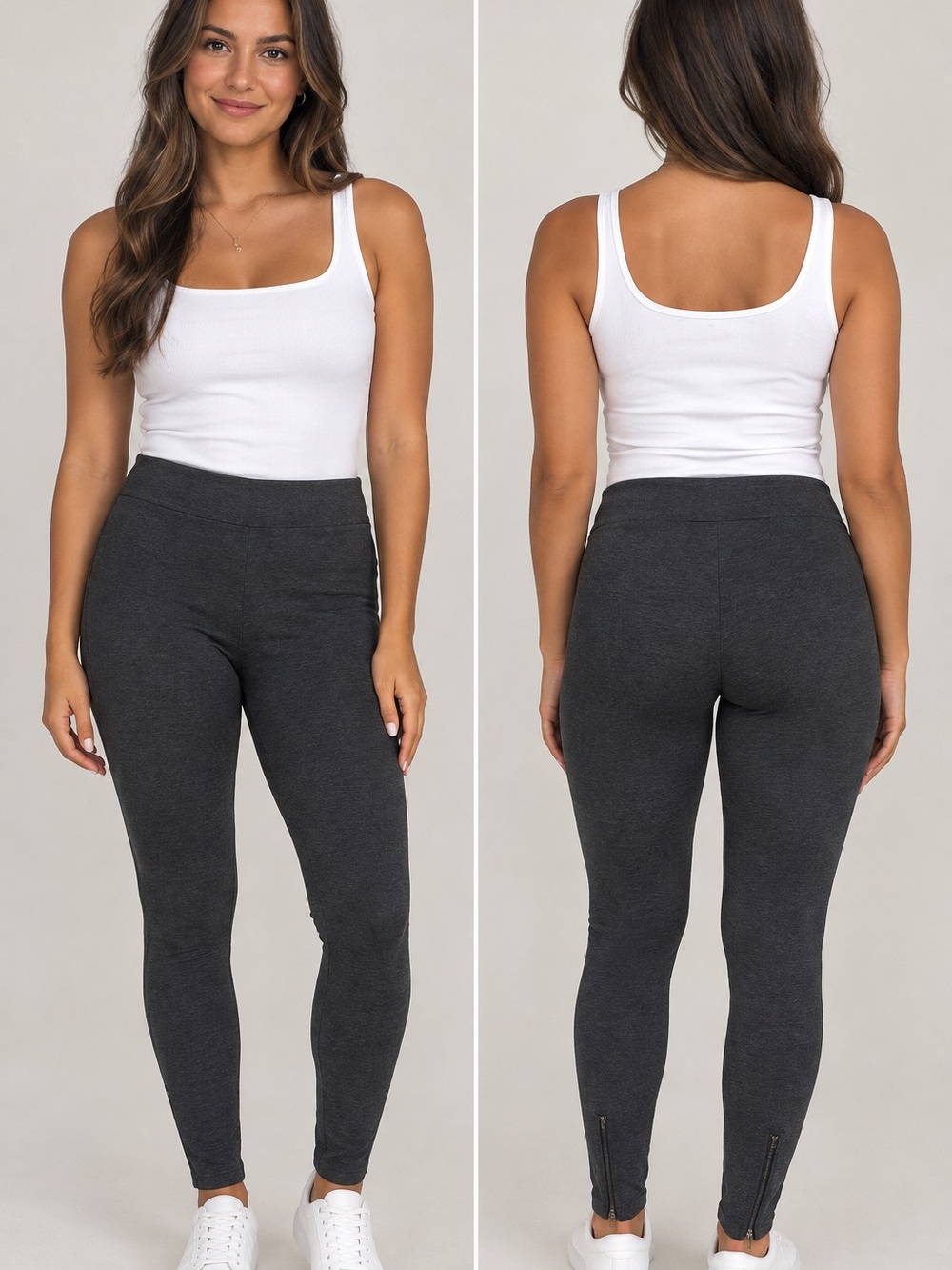 Seduction Women's Charcoal Ponte Leggings Stretch Small
